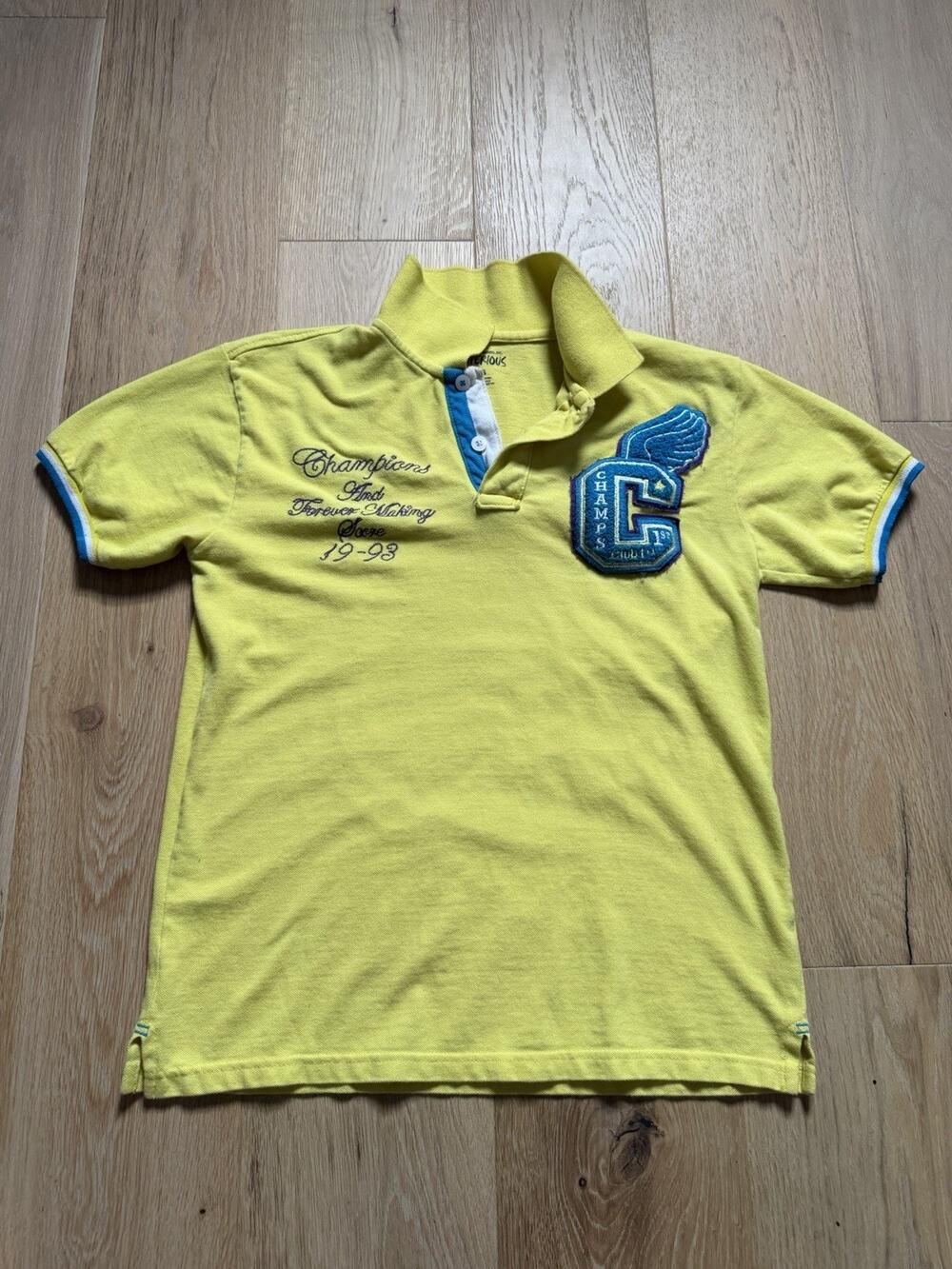 Imperious Polo Shirt Short Sleeve Champions 1993 Yellow Men Sz M 100% Cotton Y2K